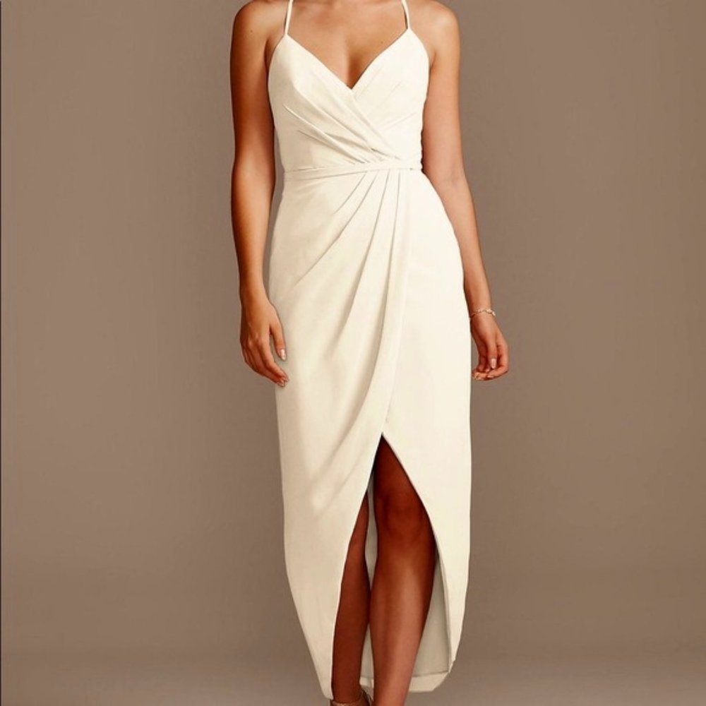 David’s Bridal 👰 Chiffon Tulip Hem Midi Dress Size 2